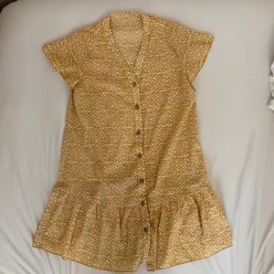 Imysty Polka Dot V Neck Button Down T-Shirt Dress